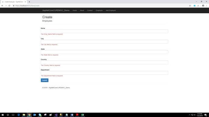 How To Insert Data To Database Using Model In ASP.NET Core 2.1 MVC Using ADO.NET