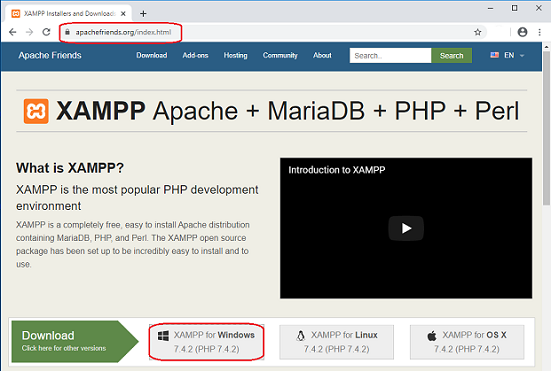 Click on "XAMPP for Windows