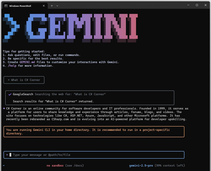 Reply from GEMINI CLI