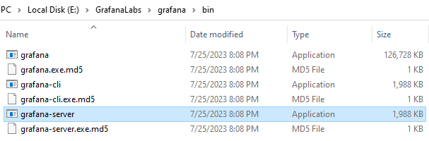 Grafana server file in folder