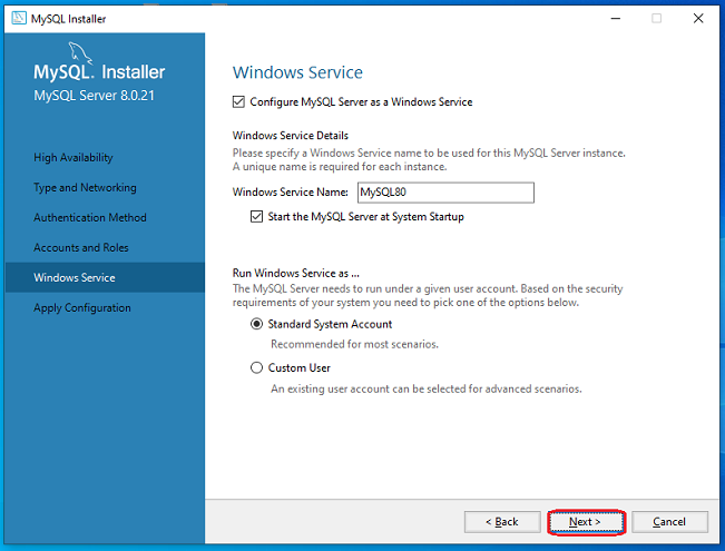 click on the Next button