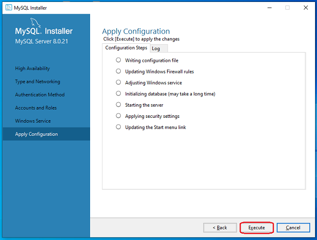 click on the Execute button