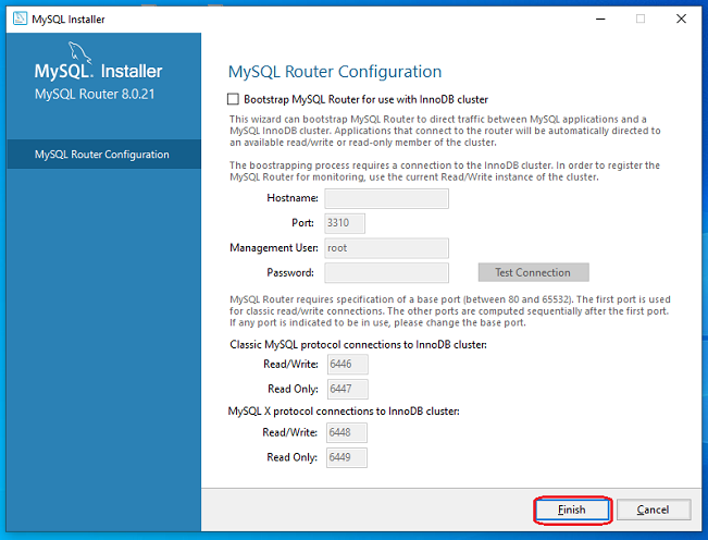 click on the Finish button