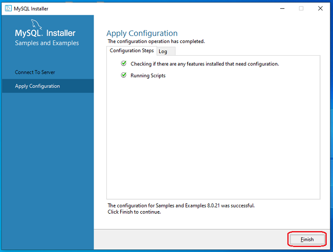click on the Finsh button