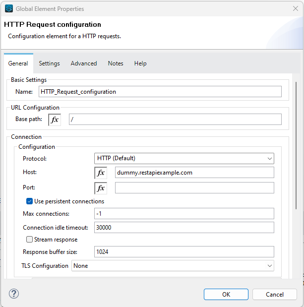 HTTP request configuration