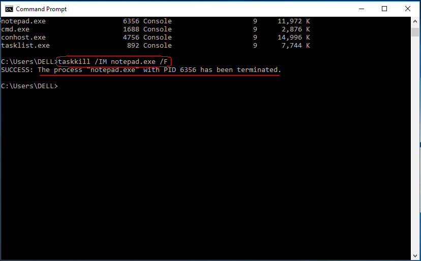 windows 10 kill process by name command line