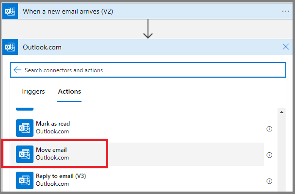 How to move the specific email to specific folder using Azure Logic App