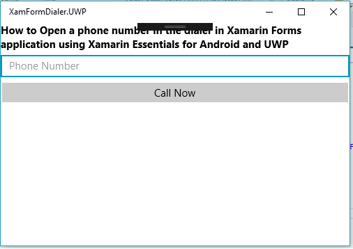 How To Open A Phone Number In The Dialer In Xamarin Forms Application Using Xamarin Essentials For Android And UWP