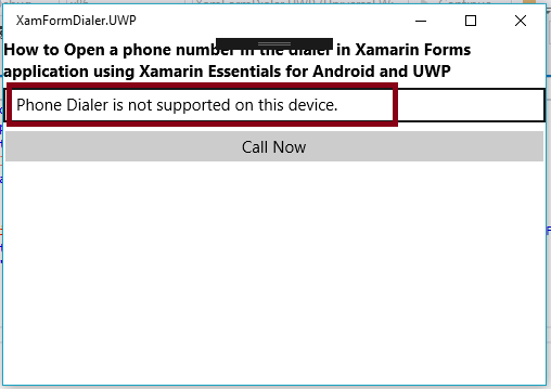 How To Open A Phone Number In The Dialer In Xamarin Forms Application Using Xamarin Essentials For Android And UWP