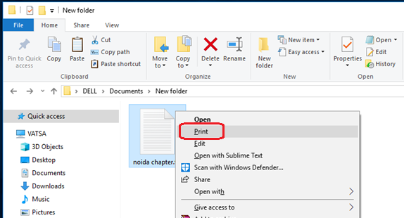 click on print
