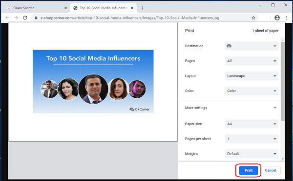 click on print