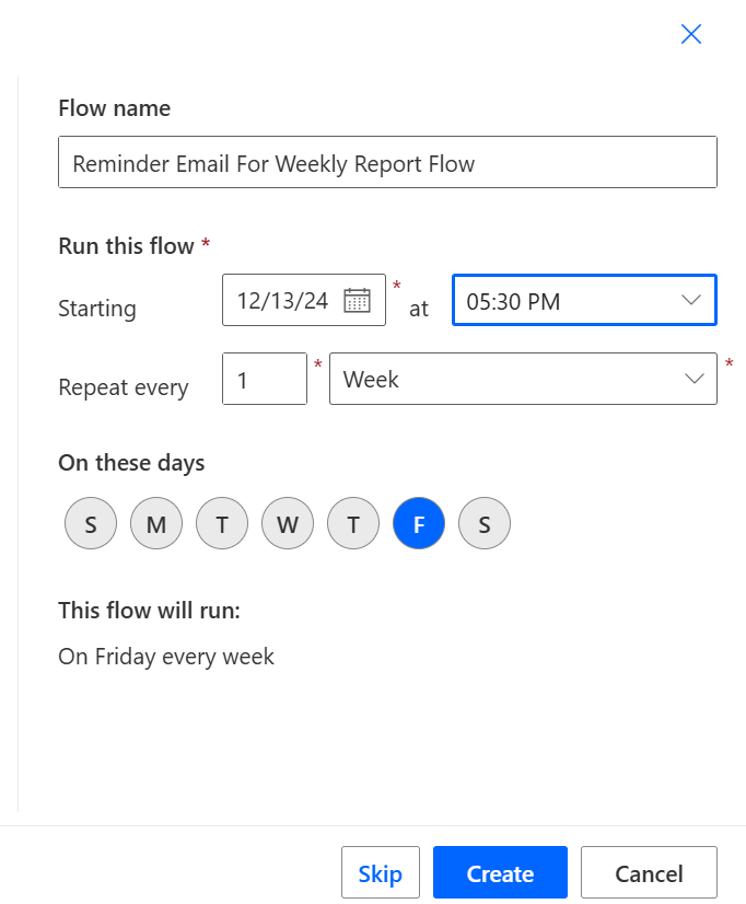 Schedule flow option