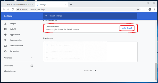 click on make default