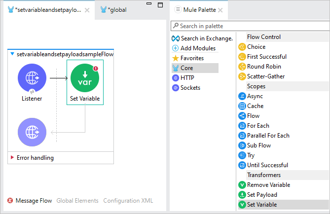 Set Variable and Payload in MuleSoft
