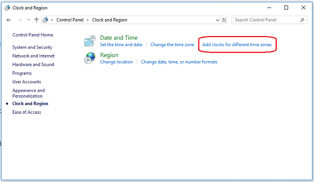 clock on add clocks for different time zones