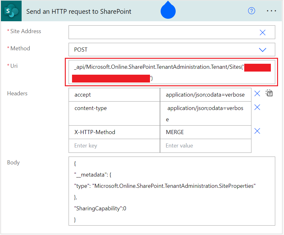 stop external sharing of the site using power automate