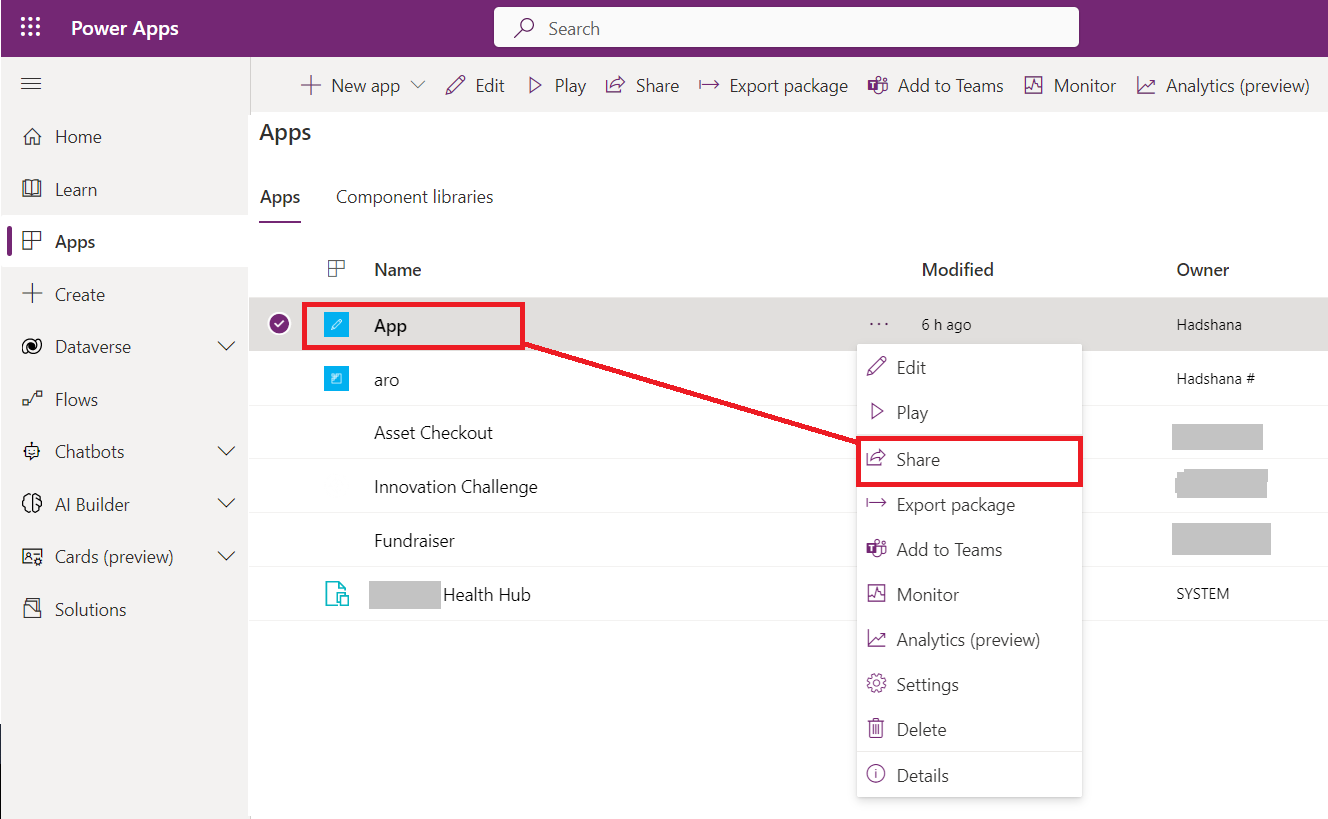 How to transfer PowerApps to other users