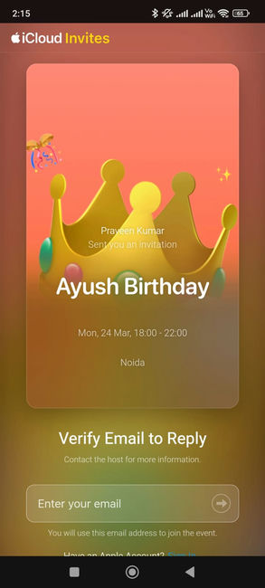 Invitation via iCloud Invites