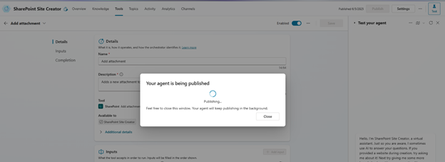 Agent being published