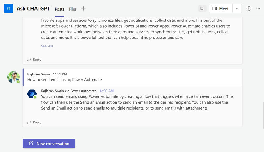 use Microsoft Teams channel as a ChatGPT