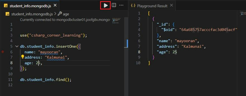 How to work with the MongoDB in VS-Code?