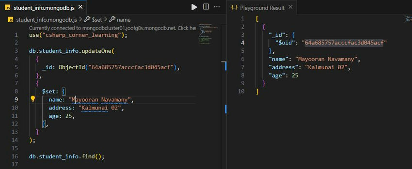 Update data in MongoDB