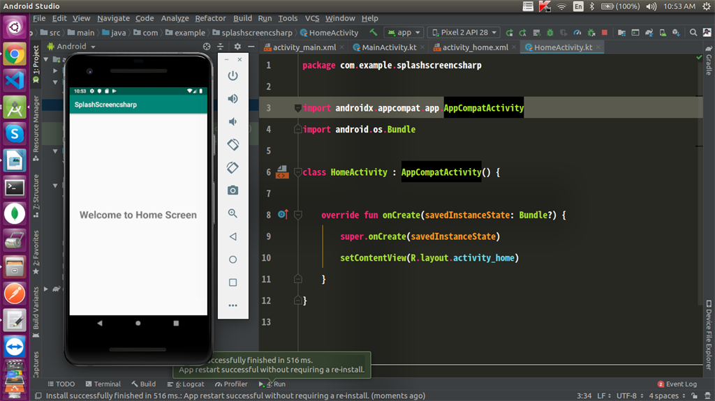 How To Create Splash Screen Using Kotlin In Android Studio