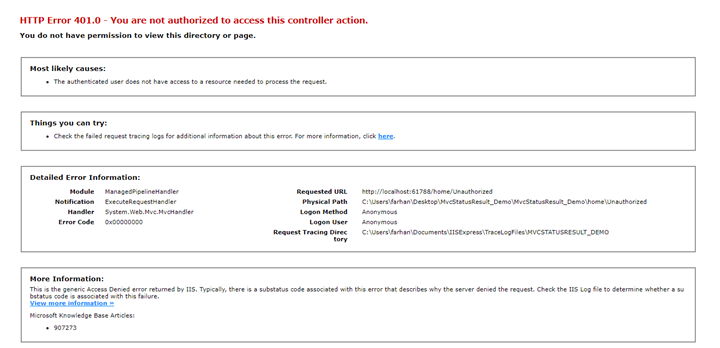 HttpStatusCodeResult In ASP.NET MVC
