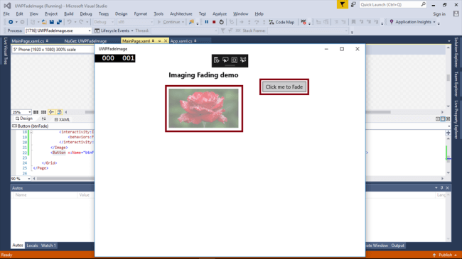 After the Fading button clicked