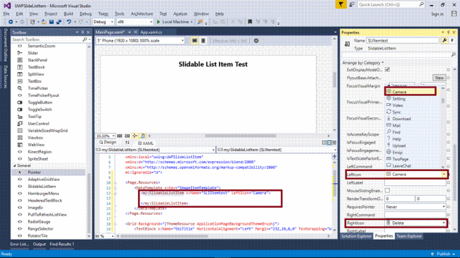 Slideable ListItem Control Using Images In UWP