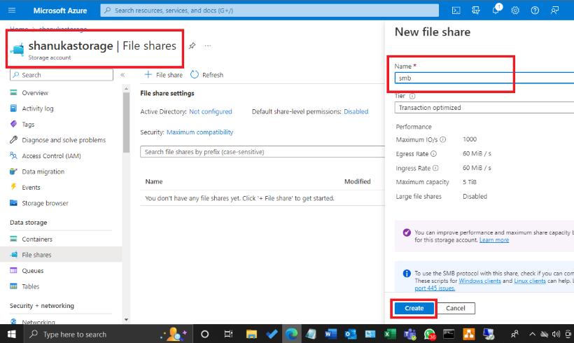Implement an Azure Files SMB Access On-premises with Private Endpoints