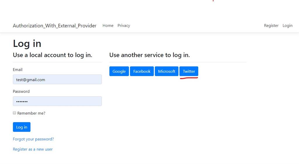 Implement Microsoft and Twitter Based Authentication in Asp.Net Core 2.2