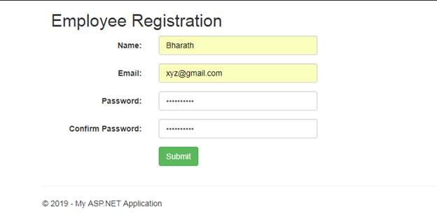 Implement Registration Form Using Angular With ASP.NET MVC