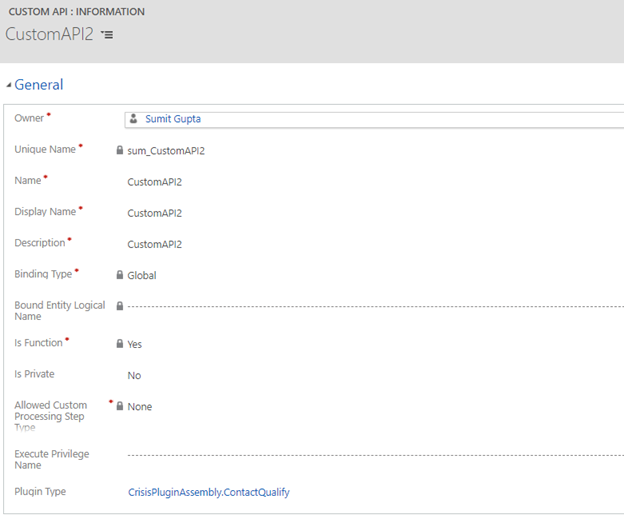 Implementation Of Custom API In Common Data Service