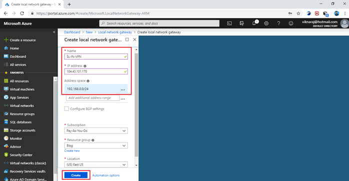 Implementing Azure Site To Site VPN