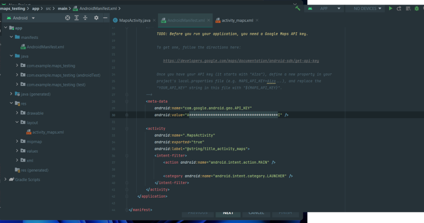 Implementing Maps Activity And Getting User Location In Android Studio