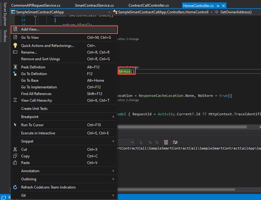 Implementing Smart Contract in ASP.NET Application