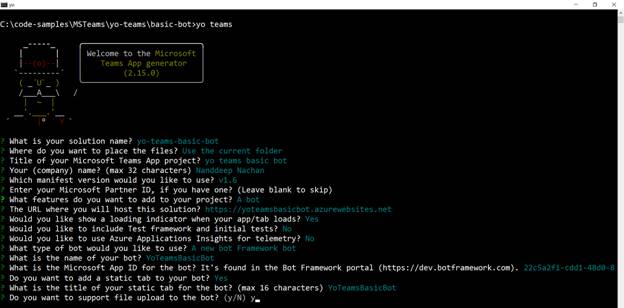Implementing Teams Bot With Yo Team