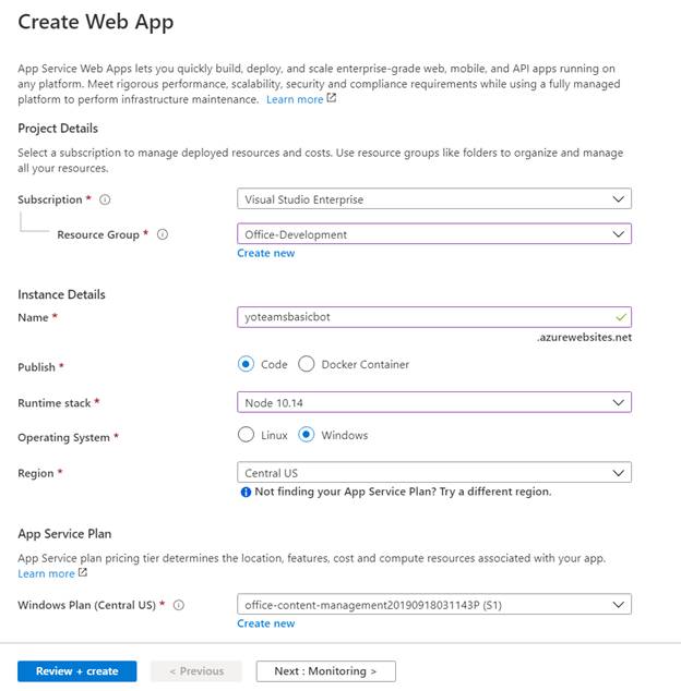 Implementing Teams Bot With Yo Team