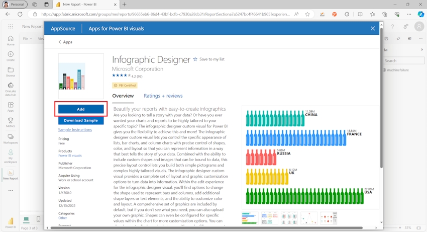 Import Power BI Visual from AppSource to Your Workspace