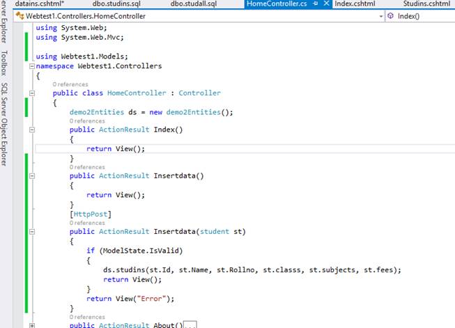 Insert Data By Stored Procedure In MVC 5.0 With Data First Approach
