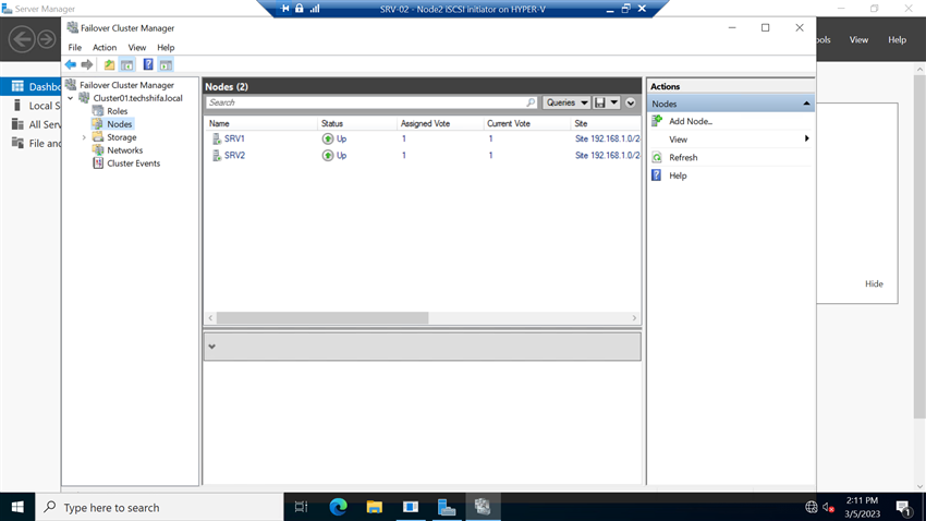 Install And Configure Two Node Failover Cluster
