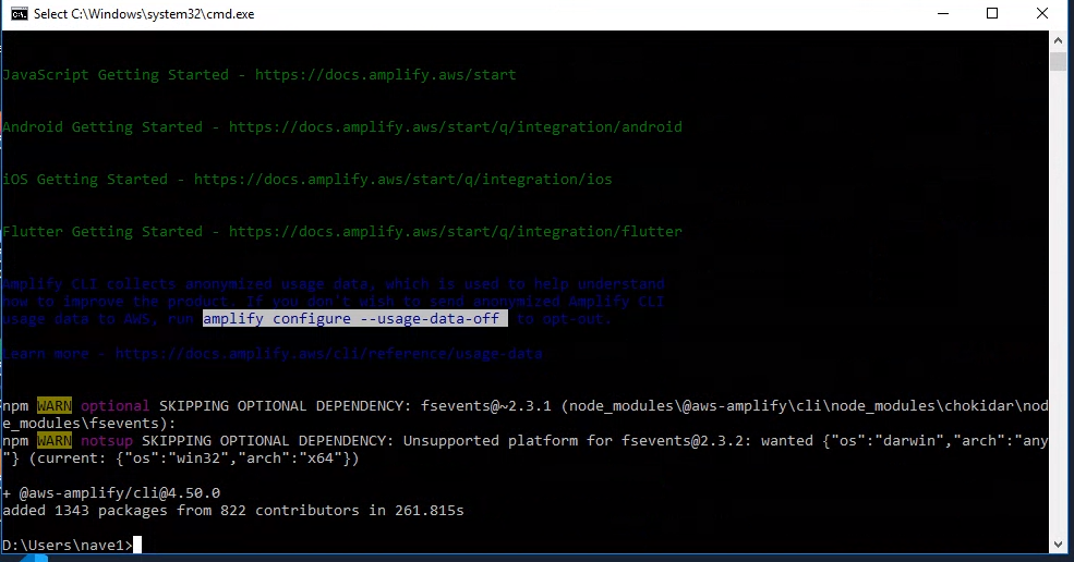 Install & Configuring AWS Amplify CLI