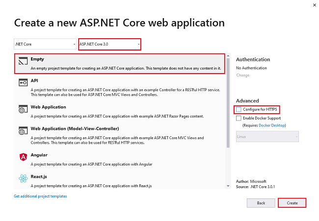 Install Entity Framework Core With Empty Template In ASP.NET MVC Core 3.0