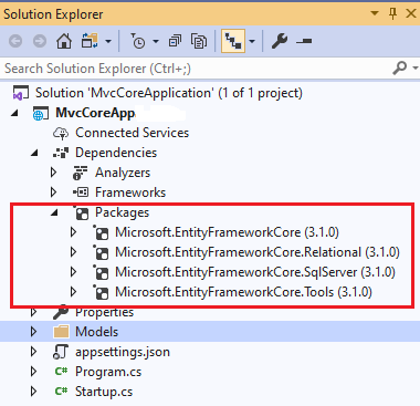 Install Entity Framework Core With Empty Template In ASP.NET MVC Core 3.0