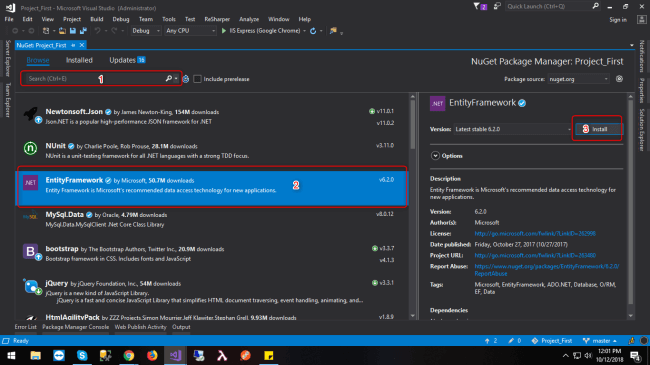 Installing NuGet Packages In Visual Studio