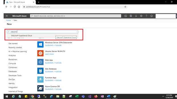 Install Sitecore 9.2 XP And XC From Azure Marketplace