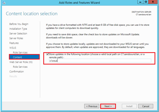 Installing and configuring WSUS