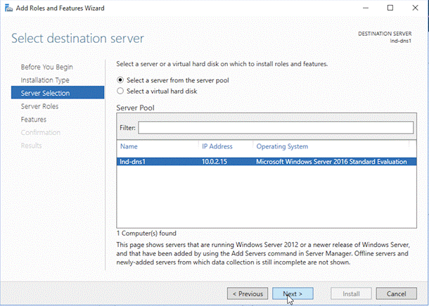 Add roles and Features Wizard