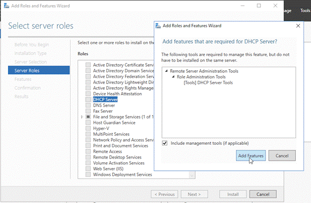 Add roles and Features Wizard